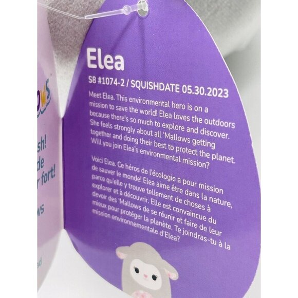 NWT Squishmallows 8” Elea Lamb Grey Pink Floral Belly Squishdate 05.30.2023 - Picture 7 of 7